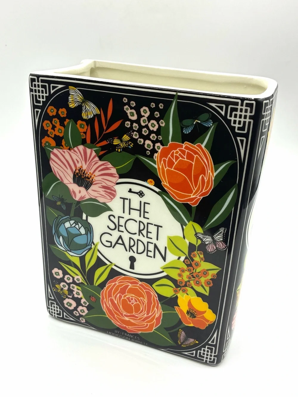The Secret Garden Ceramic Book Vase Floral Butterfly Decor Cottagecore